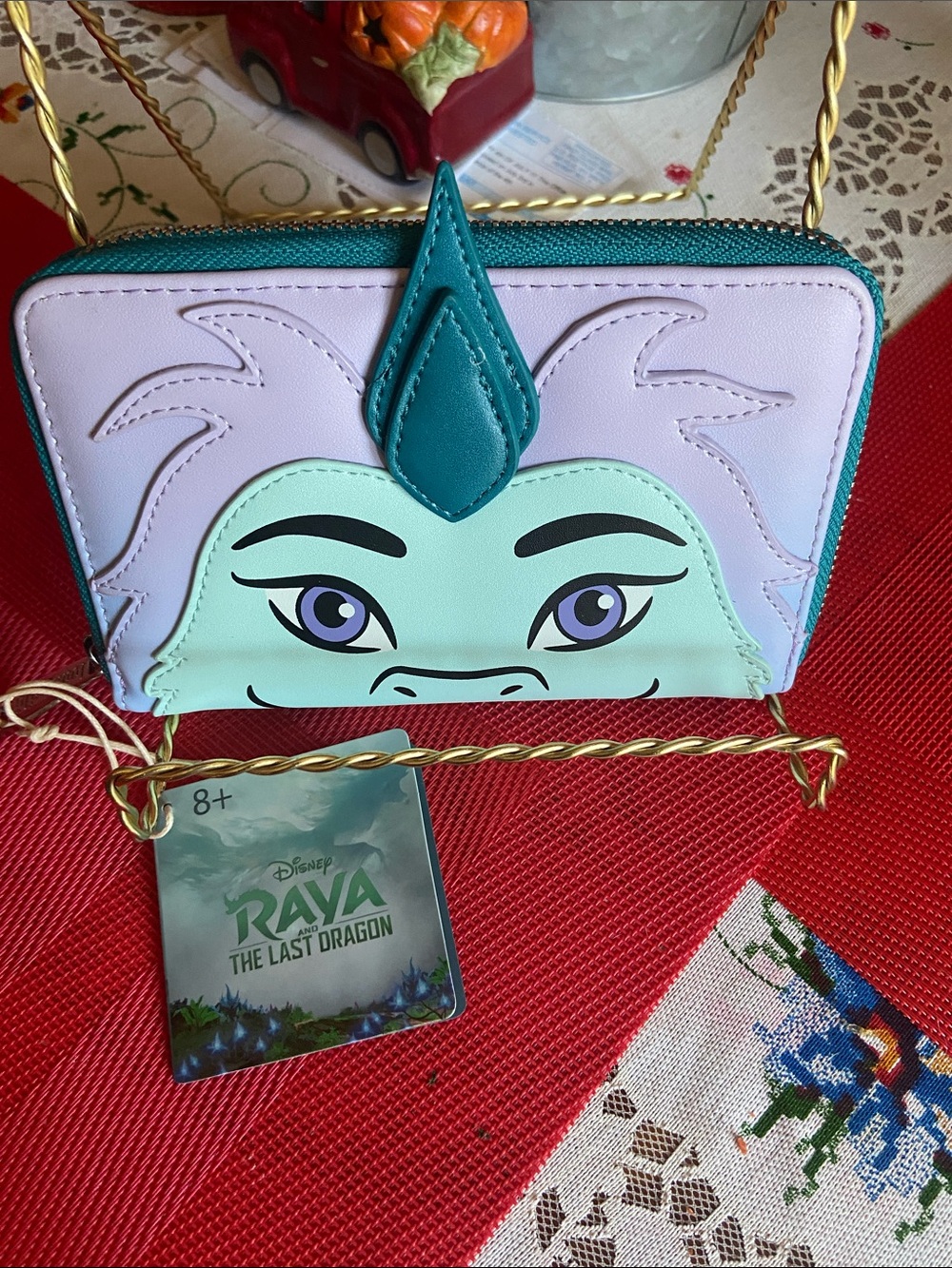Disney  LoungeFly Raya The Last Dragon Face Zip Wallet - Teal & Lavender